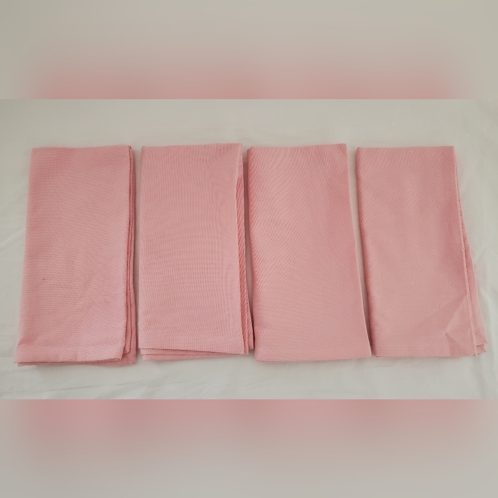 New DII Home Set Of Four Bubble Gum Pink 100% Cotton Dinner Napkins
